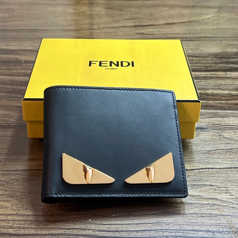 Black Fendi Wallet - Occhi Bugs Metal